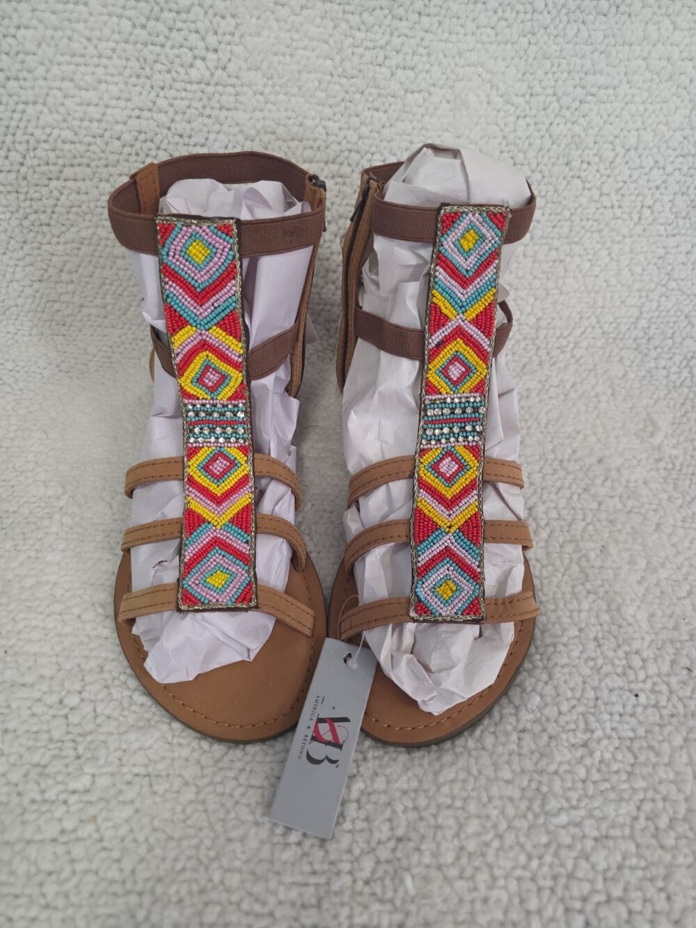 America And Beyond Sandals Colorful Embellished Beaded Design Sz. 38 (US 7.5-8)